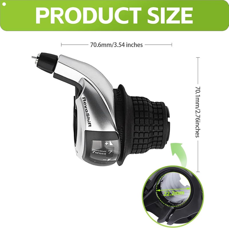 Tailcle 7 Speed Grip Shifter, Right 7 Speed Shifters Bicycle Gear Shifter 7 Speed for MTB City Commuter Youth & Kids Bikes (Silver and Black) - Image 2